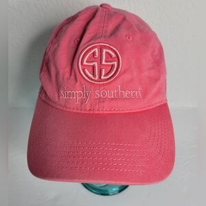 Simply Southern Strawberry Pink Embroidered Logo Hat, Baseball Cap, Adjustable